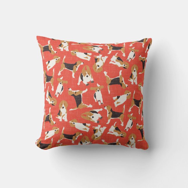 Coussin corail beagle scatter rouge (Recto)