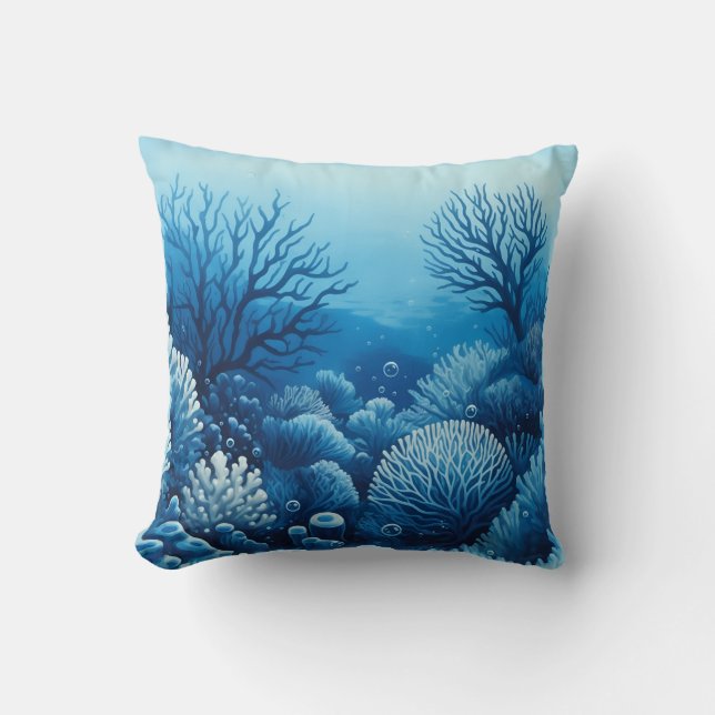 Coussin Corail bleu (Recto)
