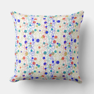 Coussin Corail bleu Aqua Lime Cercles verts Points
