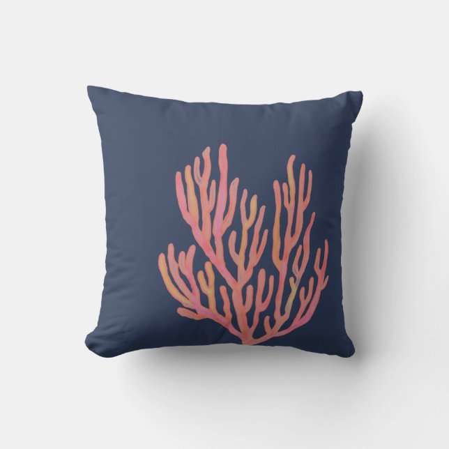 Coussin Corail bleu marine (Recto)