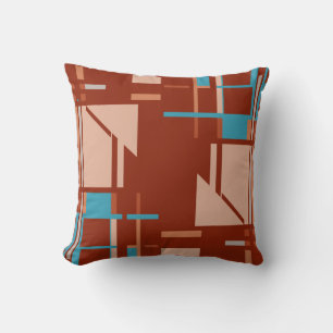 Coussin Corail bleu orange Art perpendiculaire Motif sur r
