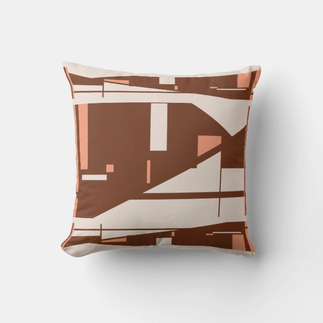 Coussin Corail Brown Beige Méditerranée Art Mosaïque Desig (Recto)