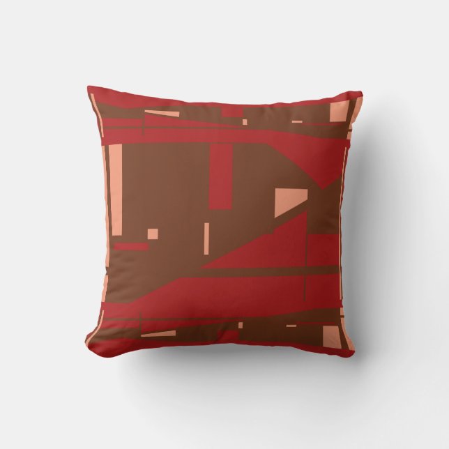 Coussin Corail Brown sur Motif classique en mosaïque rouge (Recto)