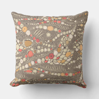 Coussin corail brun en peau d'iguane