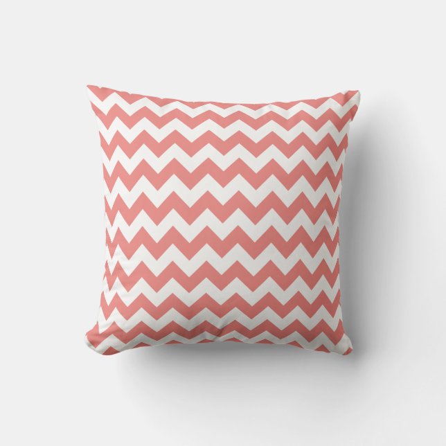 Coussin Corail clair Chevron Stripes (Recto)