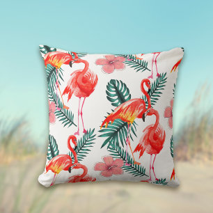 Coussin Corail coloré Flamant rose rose Motif tropical