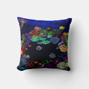 Coussin Corail coloré & Poisson Reef Art