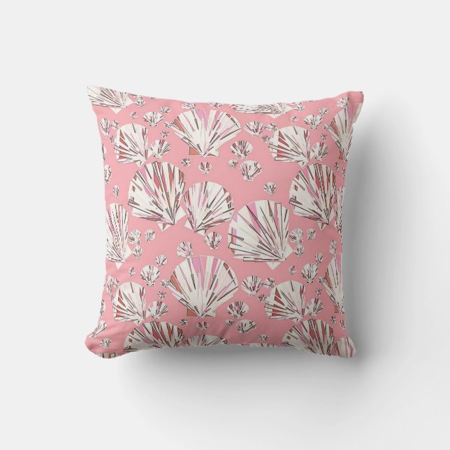 Coussin Corail, coquillages blancs et roses, arrière - pla (Recto)