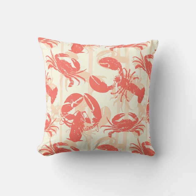Coussin Corail côtier Crabe de homard rose (Recto)