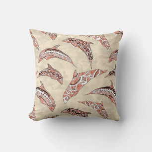 Coussin Corail côtier Dauphins tribaux hawaïens