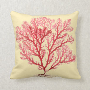 Coussin Corail côtier de rose de carreau de décor