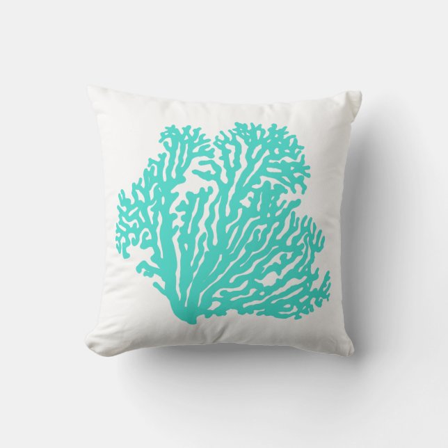 Coussin Corail côtier de turquoise (Recto)
