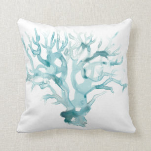 Coussin Corail d'aquarelle - bleu