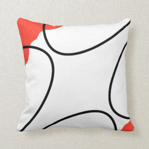 Coussin Corail d'art Abstrait Rouge Blanc noir