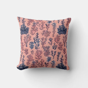 Coussin Corail de Preppy et Motif bleu