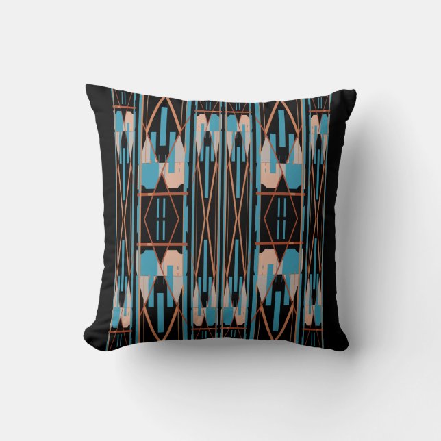 Coussin Corail de rouille turquoise sur mosaïque méditerra (Recto)