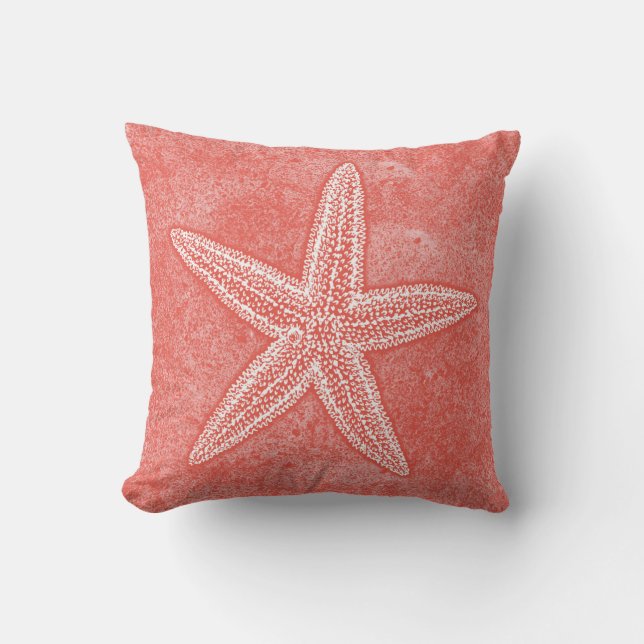 Coussin Corail d'étoiles de mer rose (Recto)