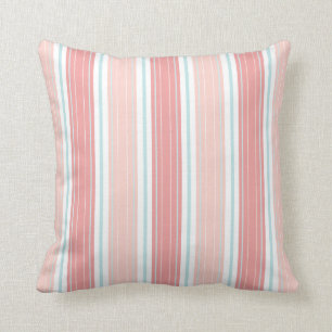 Coussin Corail et Aqua mous sur les rayures chics minables