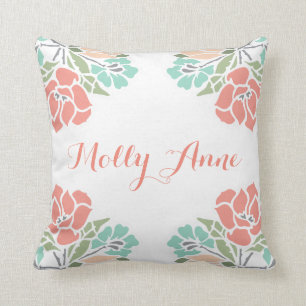 Coussin Corail et crèche floraux de bébé de Teal