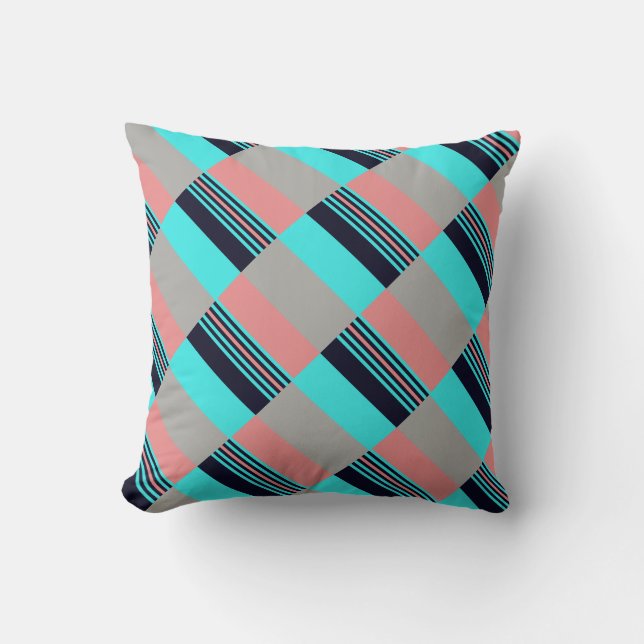 Coussin Corail et Motif turquoise (Recto)