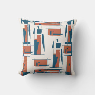 Coussin Corail foncé Turquoise Verticale Abstrait look