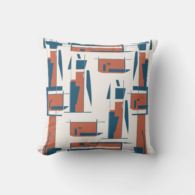 Coussin Corail foncé Turquoise Verticale Abstrait look (Recto)
