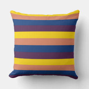 Coussin Corail Jaune Bleu Violet Rayures Modernes