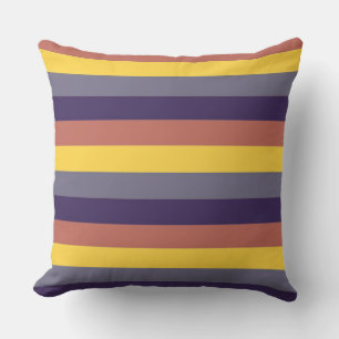Coussin Corail jaune violet rayures modernes