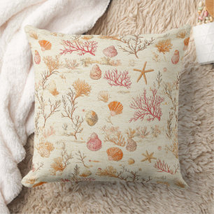 Coussin Corail Marin Artistique Coquillage Terre Cuite Ivo