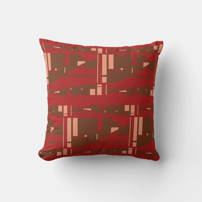Coussin Corail marron sur grands mosaïques classiques roug (Recto)