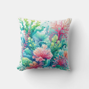 Coussin Corail mignon coloré Bleu Vert rose Turquoise Côte