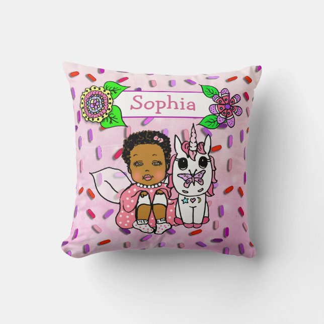 Coussin Corail mignon Fée et Fleurs Bonbons Sprinkings (Recto)