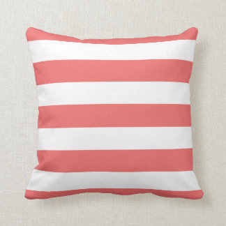 Coussin Corail moderne et rayures blanches