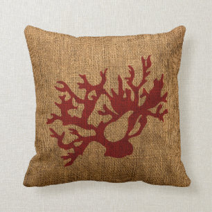 Coussin Corail nautique en rouge rustique
