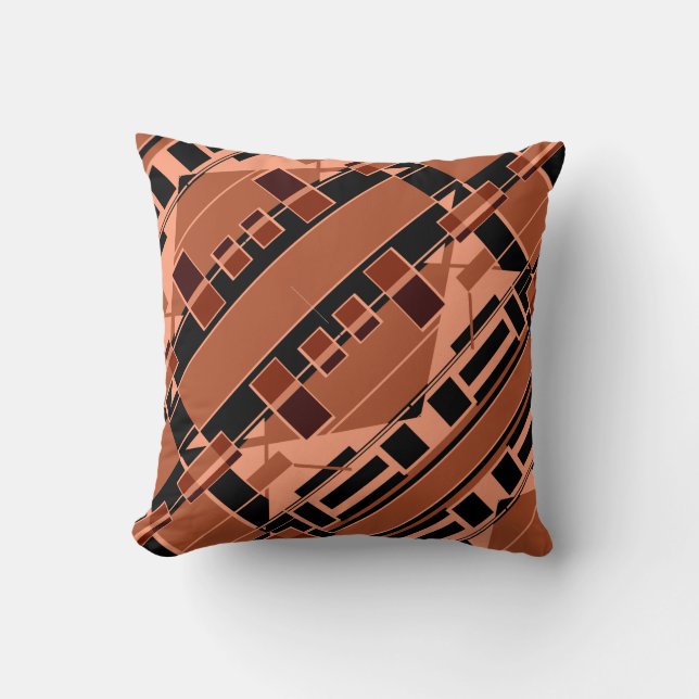 Coussin Corail Noir Brown Terracotta Diagonal Formes Motif (Recto)