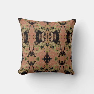 Coussin Corail ocre tan noir symétrique Abstrait imprimé