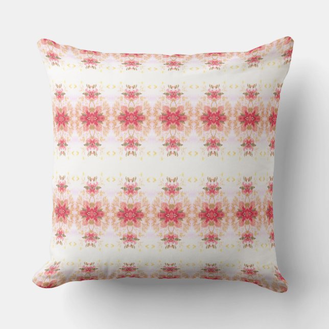 Coussin Corail Rose Blanc Et Vert (Recto)