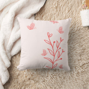 Coussin Corail rose floral romantique élégant