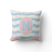 Corail Rose Océan Nursery Côtière Bleue Monogramme