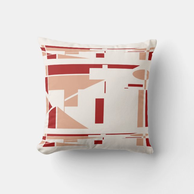 Coussin Corail rouge blanc cassé MCM Sud-Ouest look Abstra (Recto)