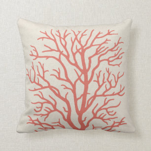 Coussin Corail Tree Nautique en Coral rose
