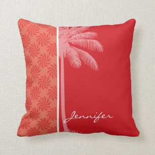 Coussin Corail tropical et remous rouge