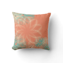 Corail tropical et Turquoise floral Abstrait