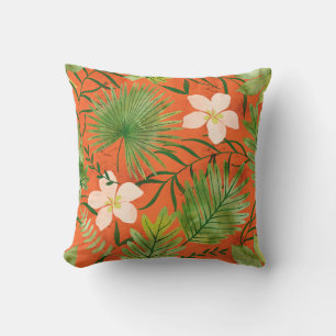 Coussin Corail tropical hawaïen de jardin de Nalani