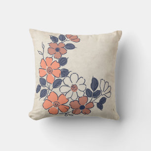 Coussin Corail vintage et Mariage floral de la marine