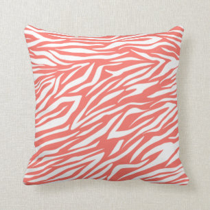Coussin Corail vivant, zèbre blanc imprimer motif personna