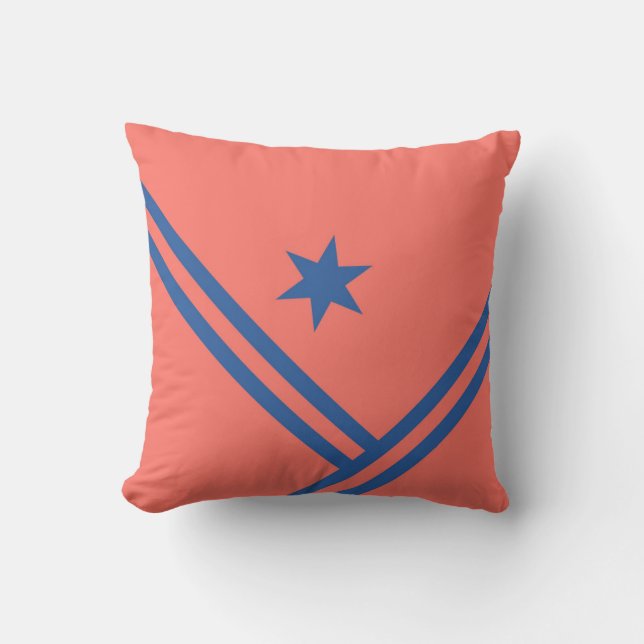 Coussin Coral Bleu Diagonal Rayures Étoile Graphique Moder (Recto)