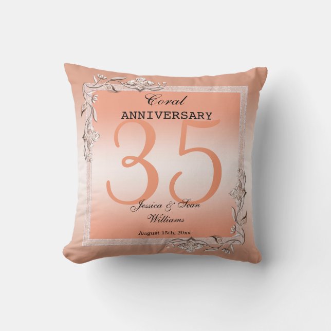 Coussin  Coral Gem & Parties scintillant 35e anniversaire  (Recto)
