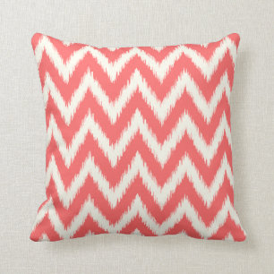 Coussin Coral Ikat Chevron