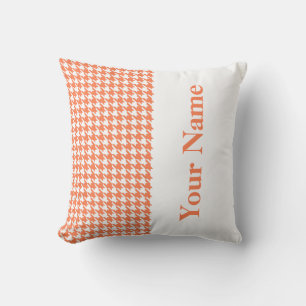 Coussin Coral Modern Houndstooth avec nom